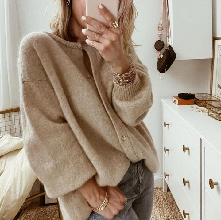 Primrose button up knit cardigan, button front detail