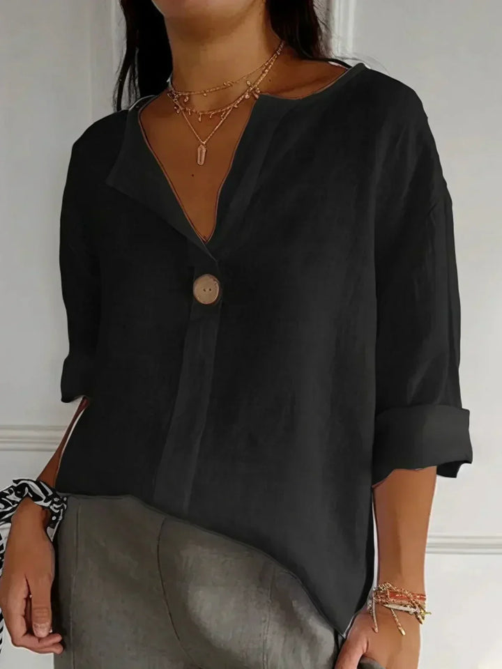 Bethan Elegant Relaxed V Neck Blouse - image 3