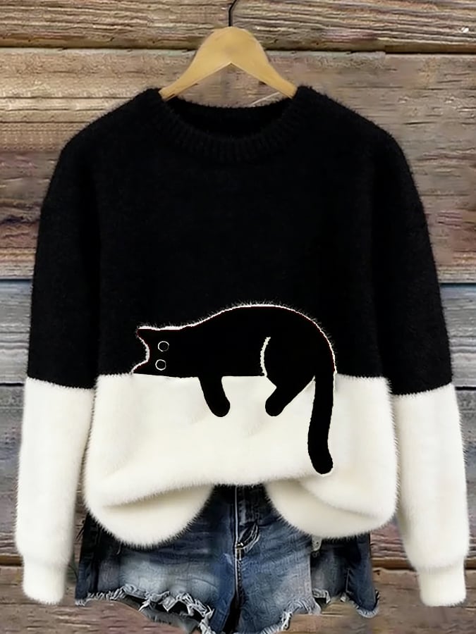 Marguerite Elegant Oversized Cat Print Jumper - image 5