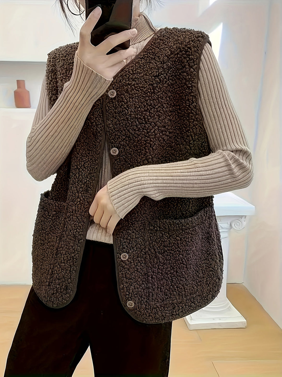 Justine button front sweater vest – image 6