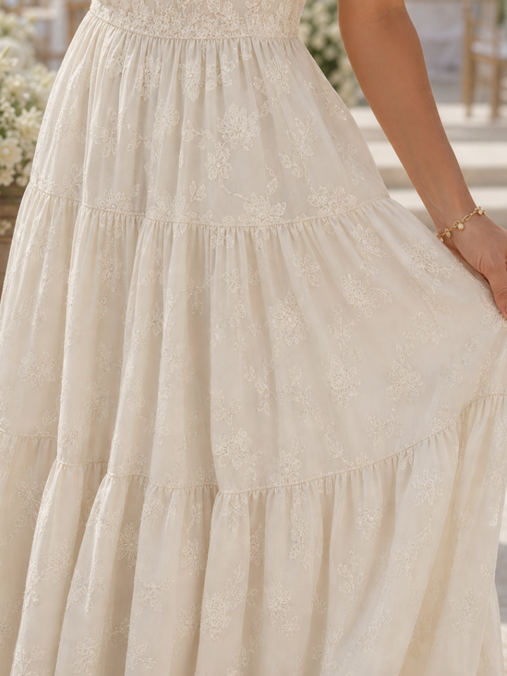 Birte square neck tiered midi dress – image 3