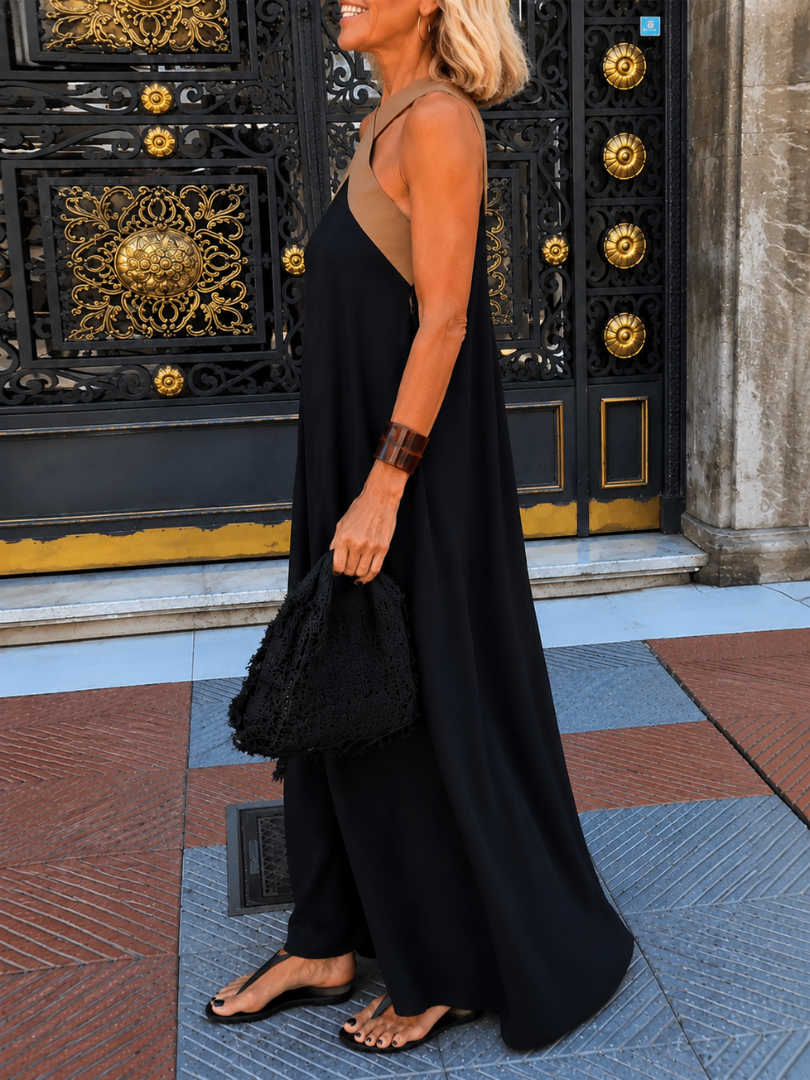 Rhiannon Elegant Two Tone Flowing Maxi Dress - image 10
