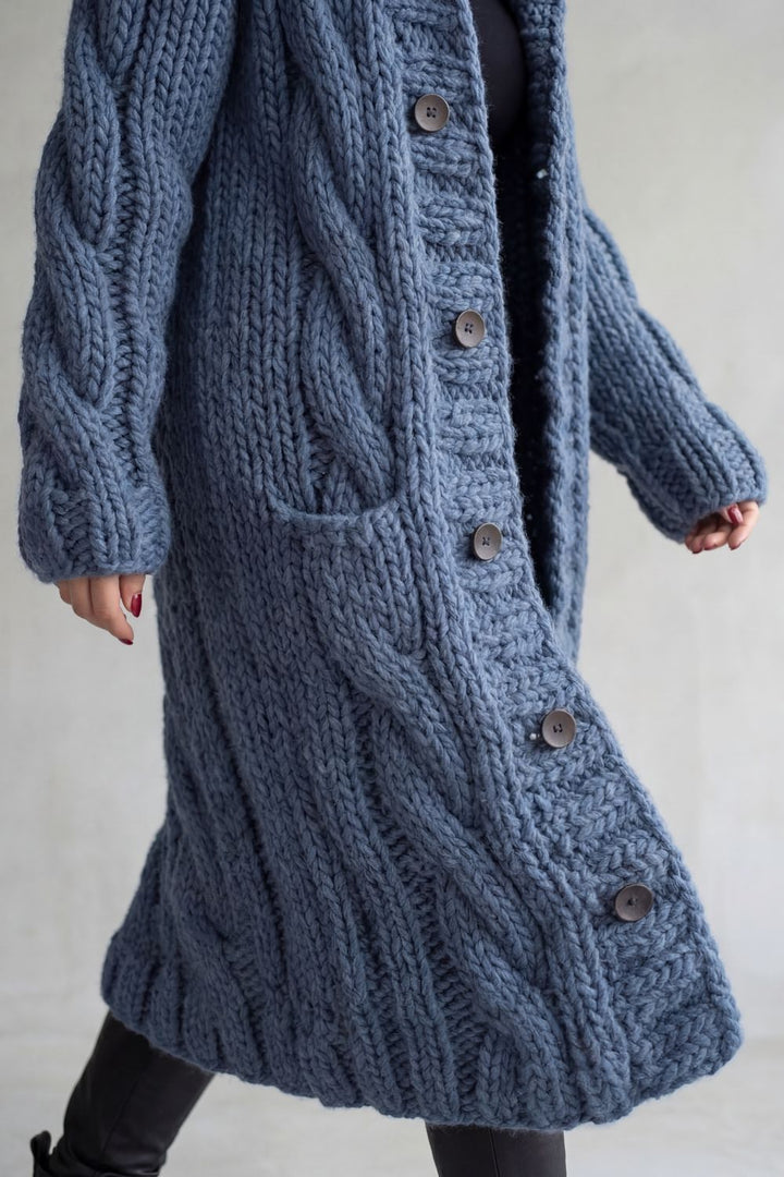 Portia Elegant Oversized Hooded Cable Knit Cardigan Coat - image 3
