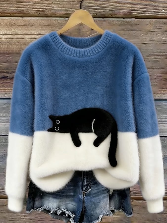 Marguerite Elegant Oversized Cat Print Jumper - image 8