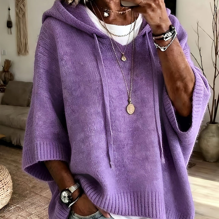 Hillevi oversized hooded batwing knitted jumper – image 11