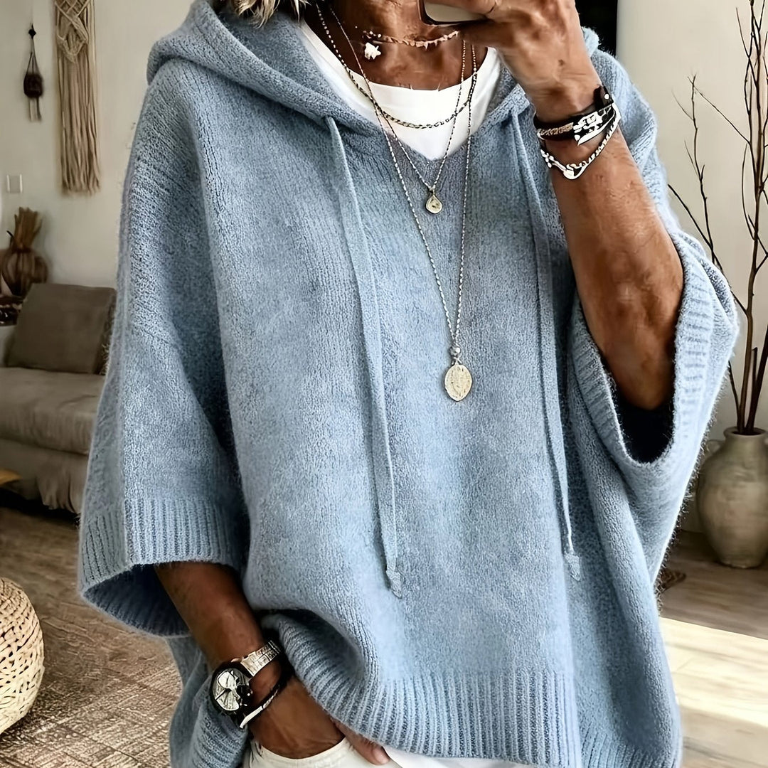 Hillevi oversized hooded batwing knitted jumper – image 12