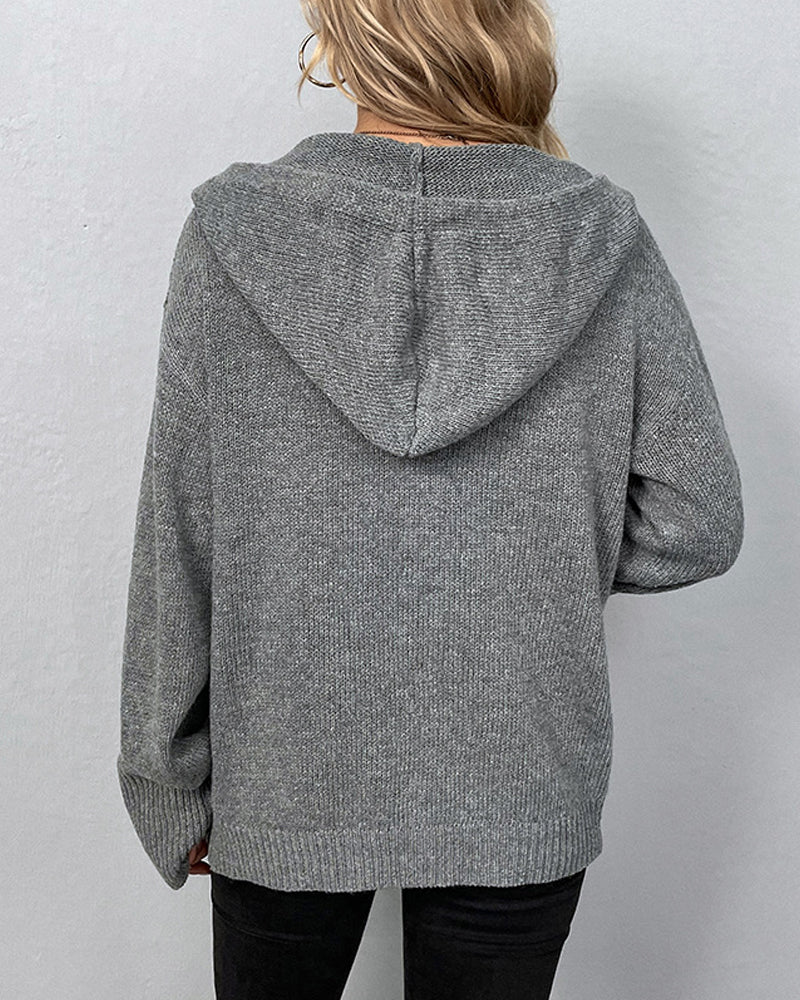 Mia hooded knit cardigan in black