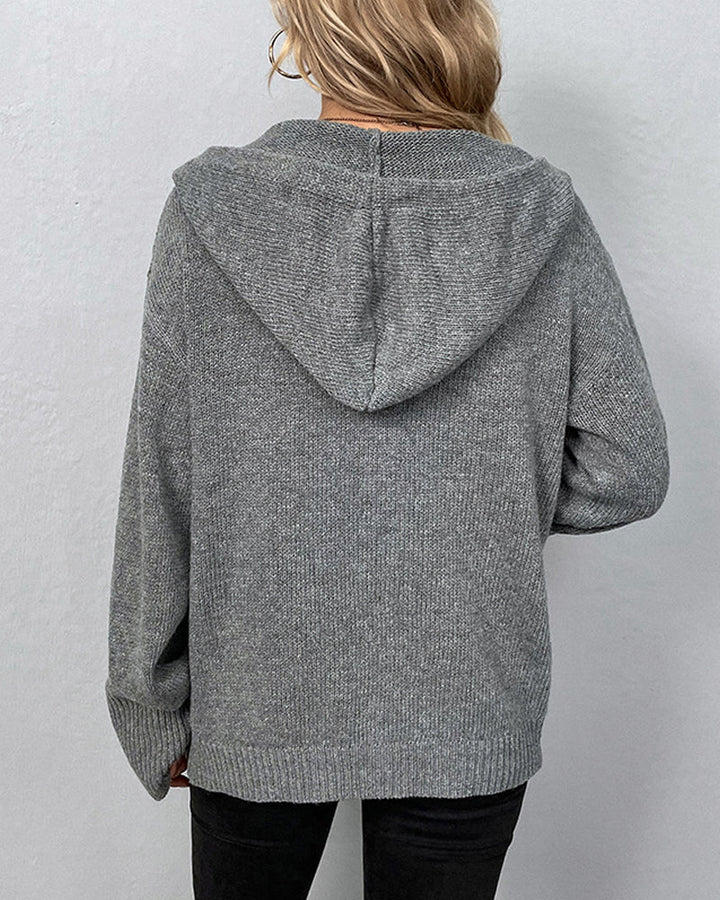 Mia hooded knit cardigan in black