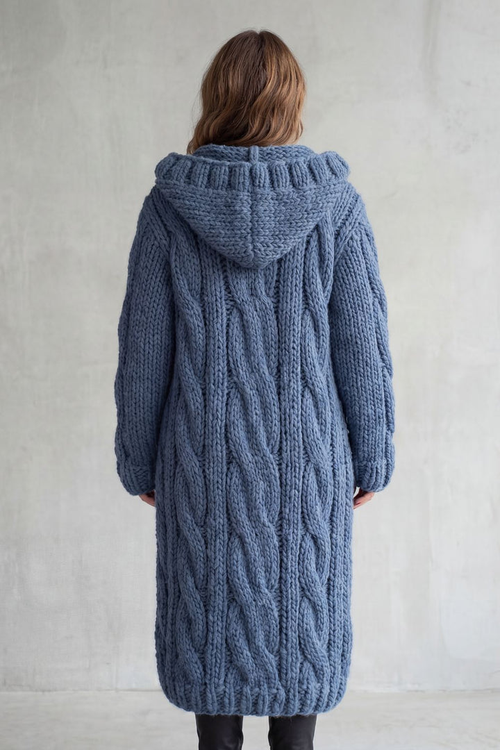 Portia Elegant Oversized Hooded Cable Knit Cardigan Coat - image 4