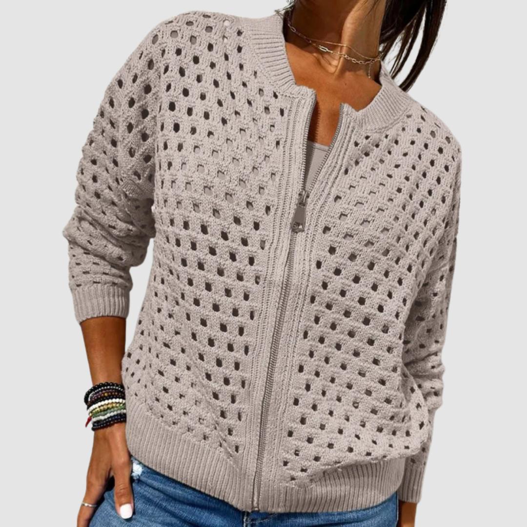 Rosemary Elegant Relaxed Zip Up Knit Cardigan - image 5