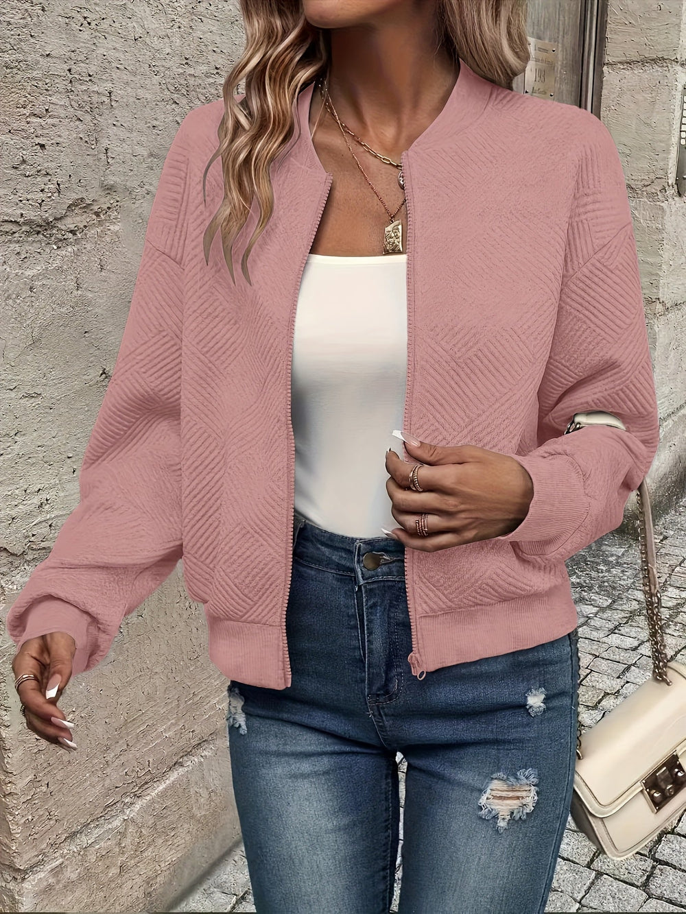 Polly cropped quilted bomber jacket – image 2