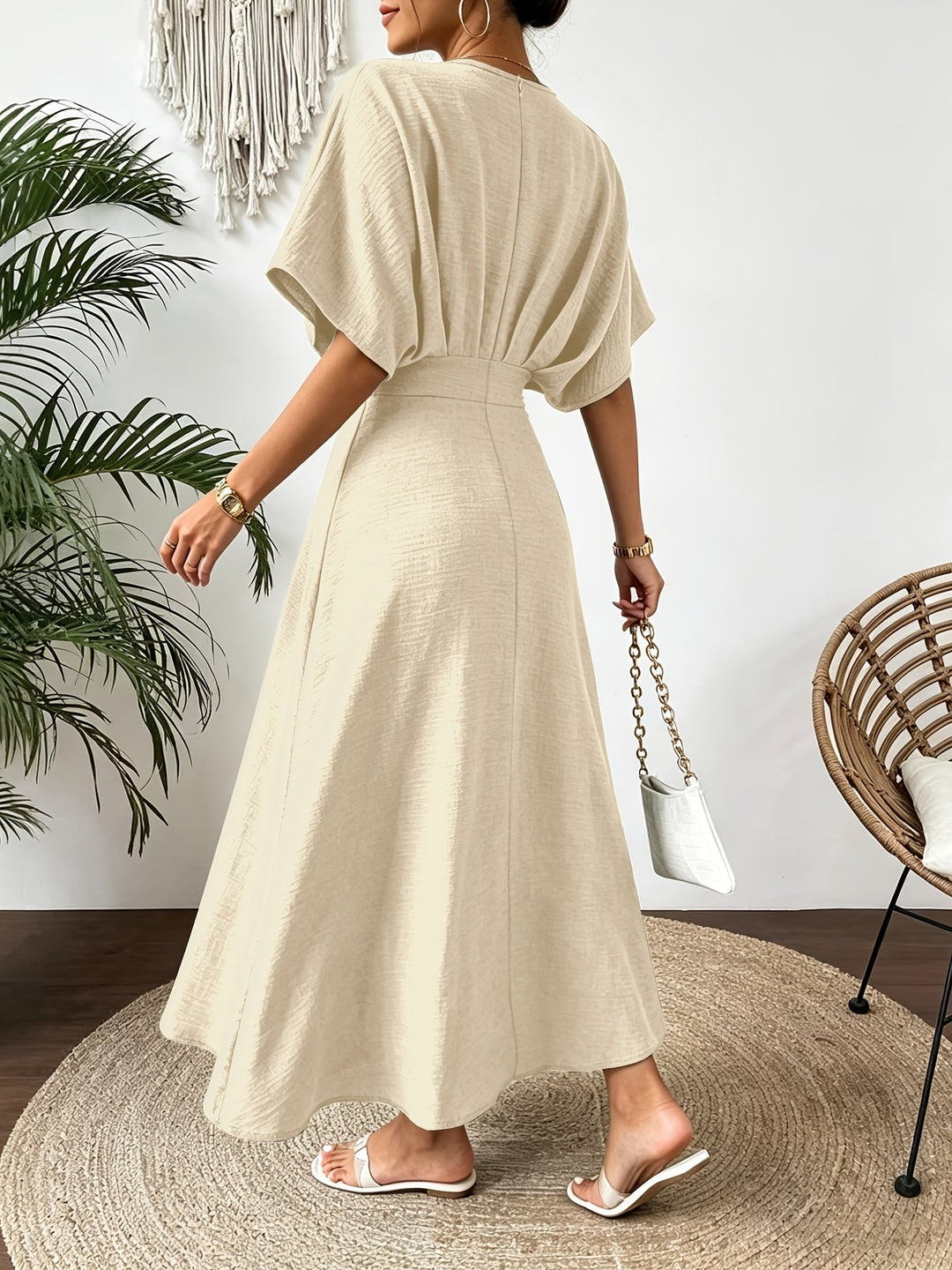Romilly midi dress, batwing sleeve detail