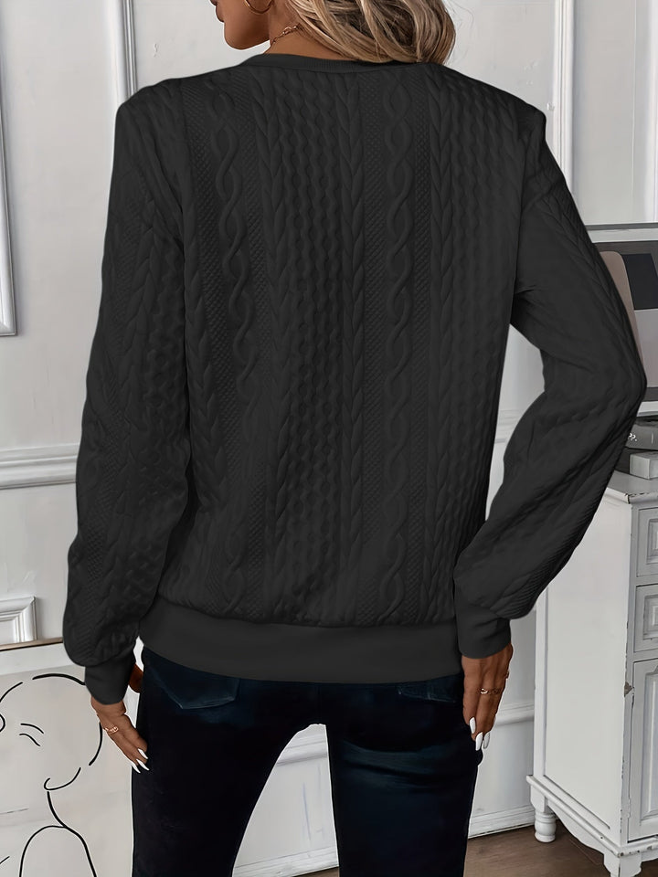 Edda cable knit jumper with zip collar – image 11