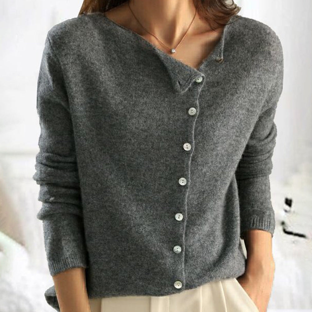Katherine asymmetric button cardigan sweater
