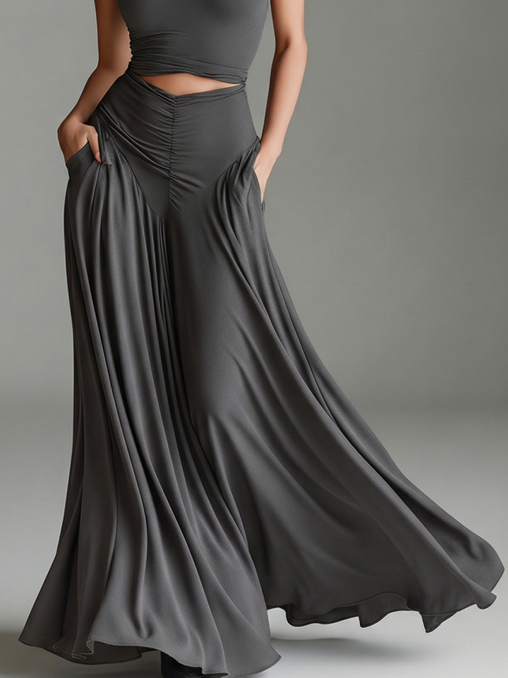 Saskia grey ruched halter maxi dress – image 4
