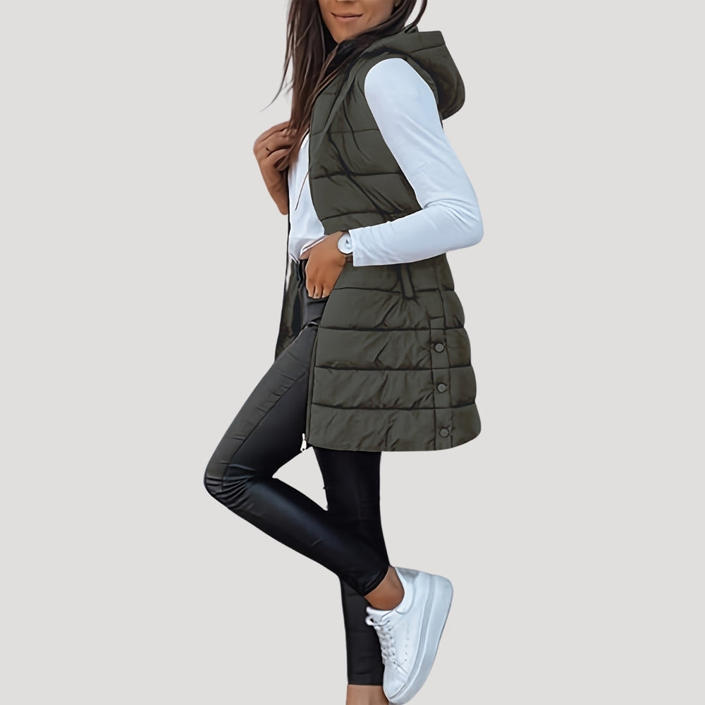 Briallen longline padded long gilet with hood – image 2