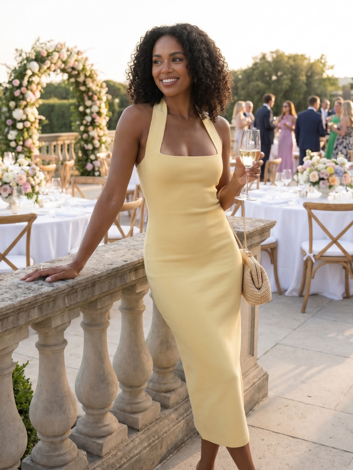 Freja square neck halter midi dress – image 5