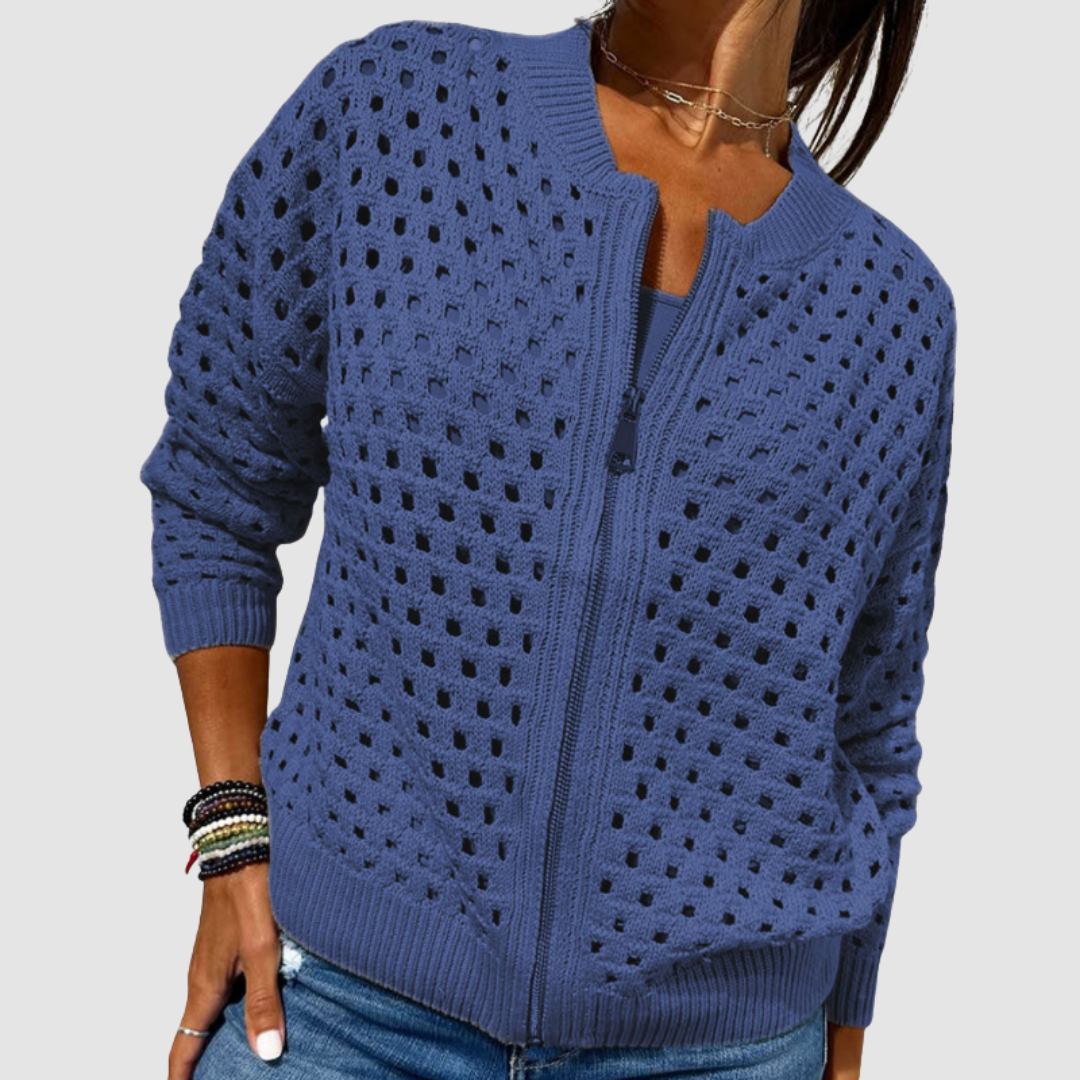 Rosemary Elegant Relaxed Zip Up Knit Cardigan - image 6