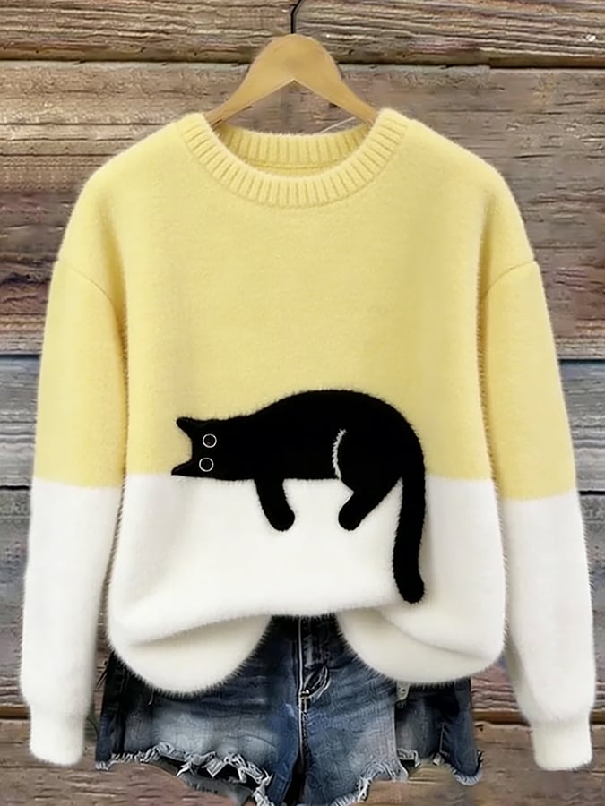 Marguerite Elegant Oversized Cat Print Jumper - image 7