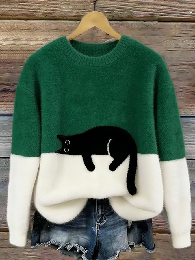 Marguerite Elegant Oversized Cat Print Jumper - image 4