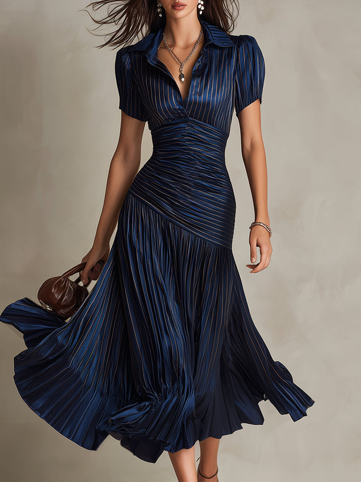 Mira striped satin midi dress