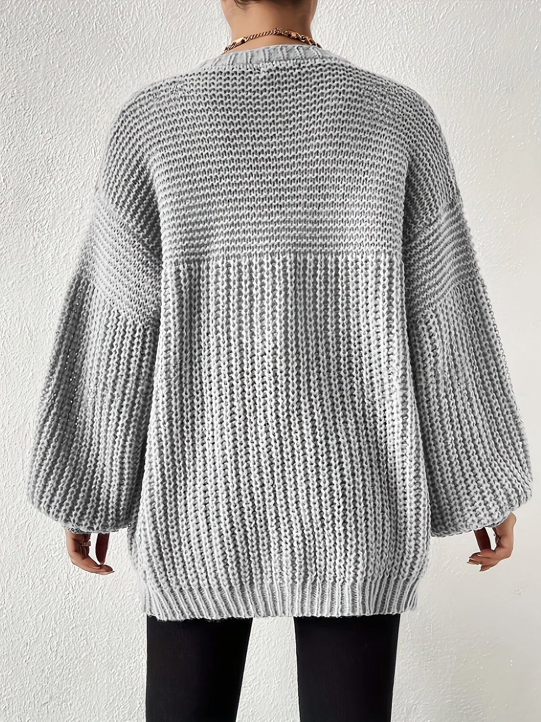 Emmeline chunky knit cardigan with balloon sleeves – image 7