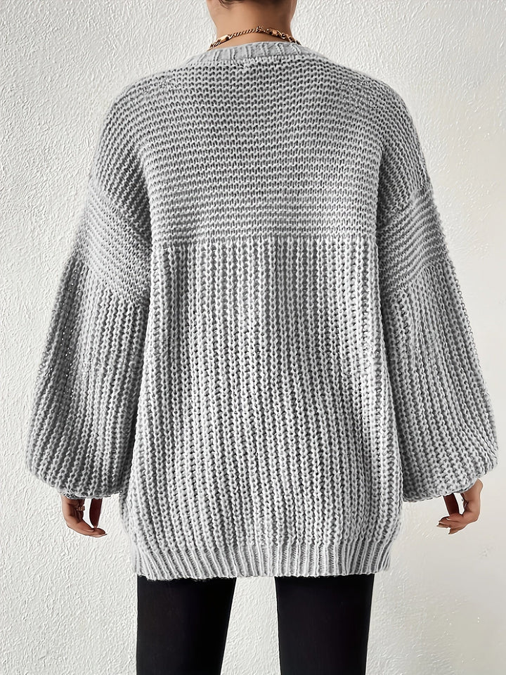 Emmeline chunky knit cardigan with balloon sleeves – image 7
