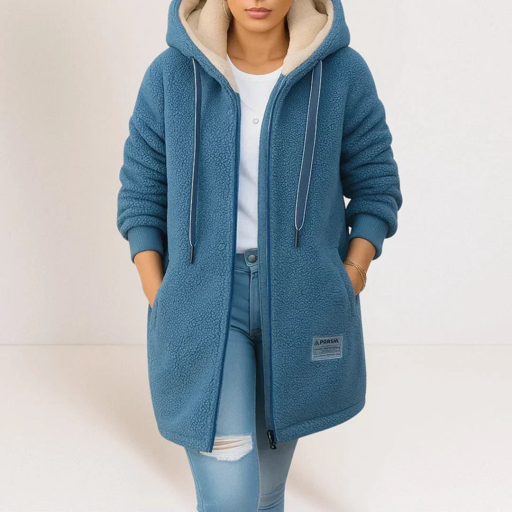 Sunna longline hooded fleece jacket – image 2