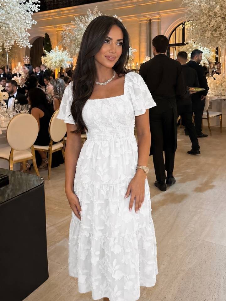 Birte square neck tiered midi dress – image 6