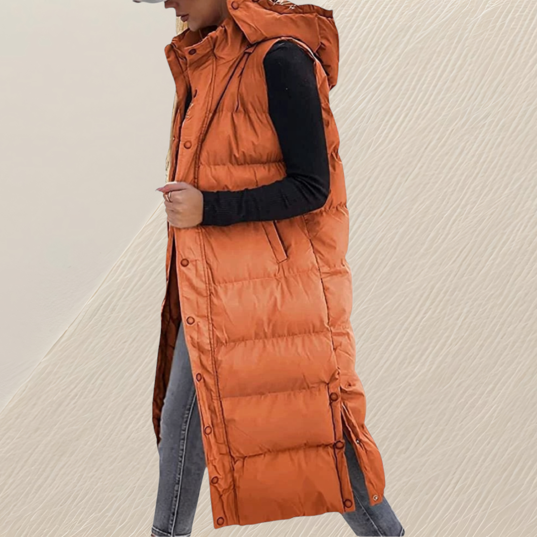 Eira Elegant Relaxed Longline Quilted Gilet - image 9