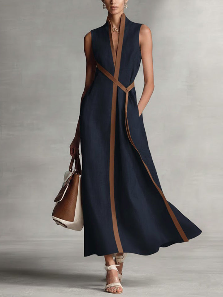 Benedetta belted v neck flowing midi dress – image 3