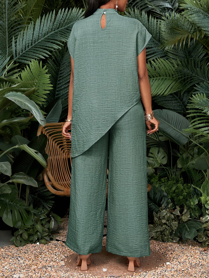 Serafina asymmetric hem top and wide leg trouser set – image 9