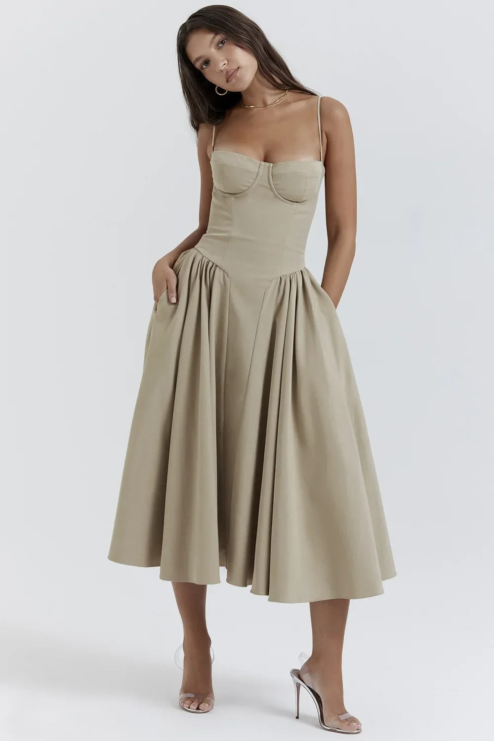 Lisette strapless corset midi dress – image 29