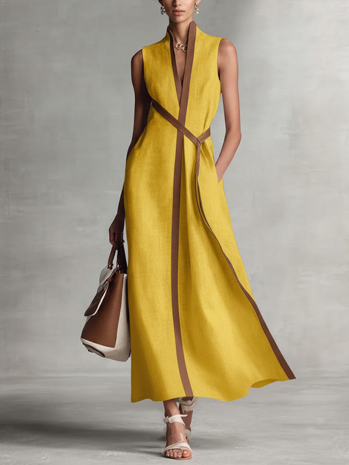 Benedetta belted v neck flowing midi dress – image 4