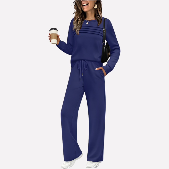 Delyth Elegant Mock Neck Knit Top and Wide Leg Trouser Set - image 7