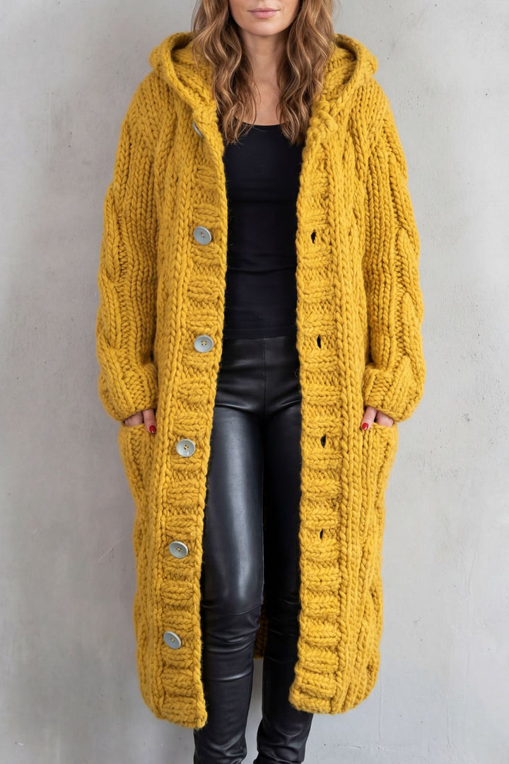 Portia Elegant Oversized Hooded Cable Knit Cardigan Coat - image 6