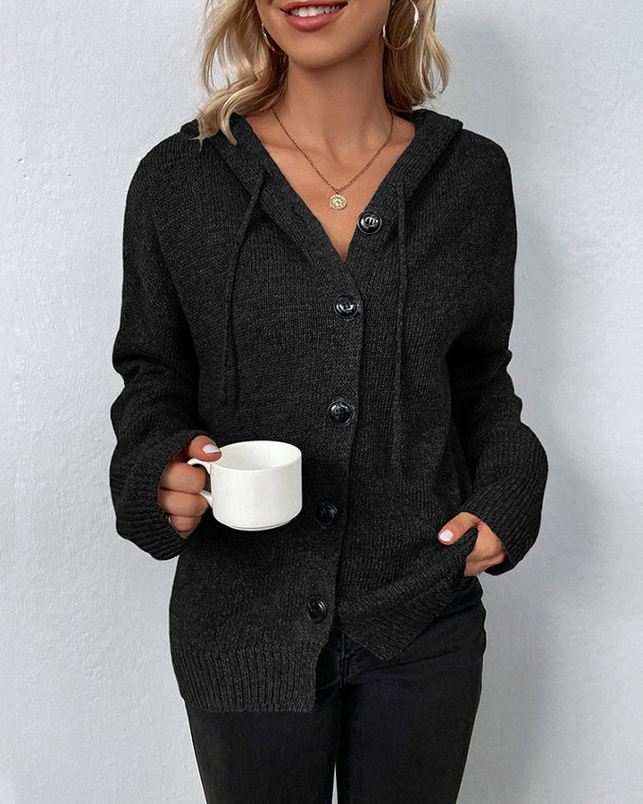 Mia hooded knit cardigan in khaki