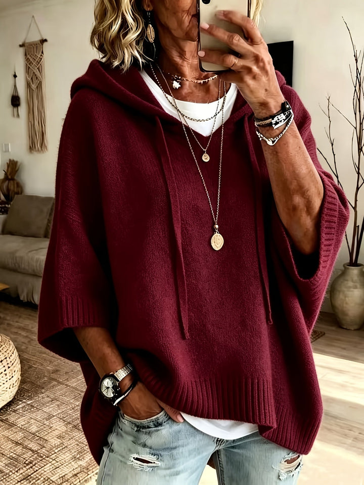 Hillevi oversized hooded batwing knitted jumper – image 7