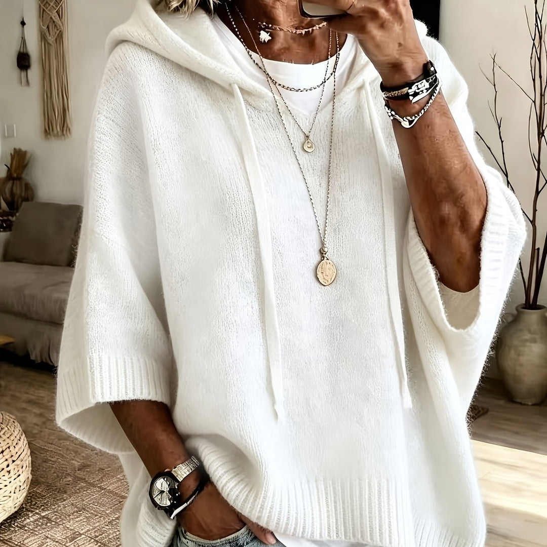 Hillevi oversized hooded batwing knitted jumper – image 16