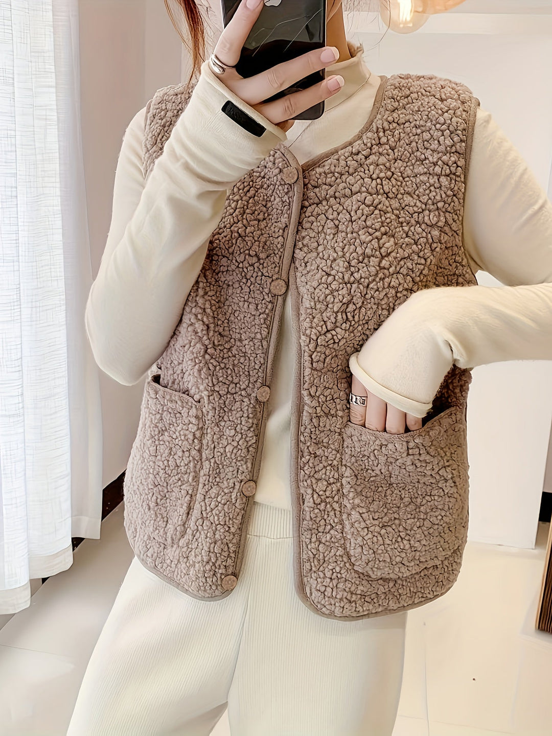 Justine button front sweater vest – image 10