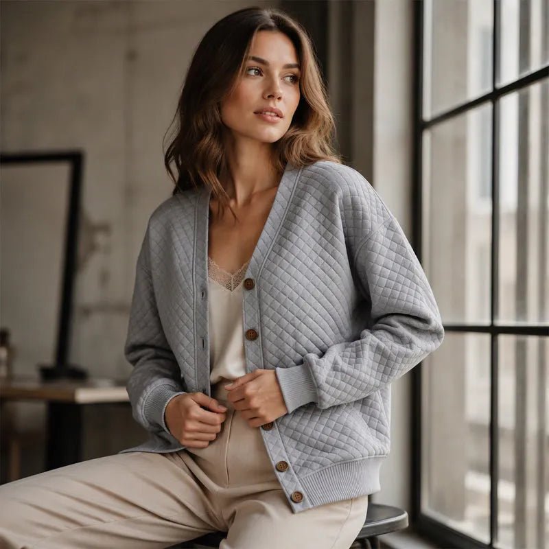 Octavia Elegant Quilted Knit Button Cardigan - image 4