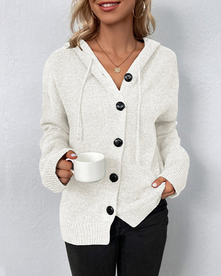Mia hooded knit cardigan in white