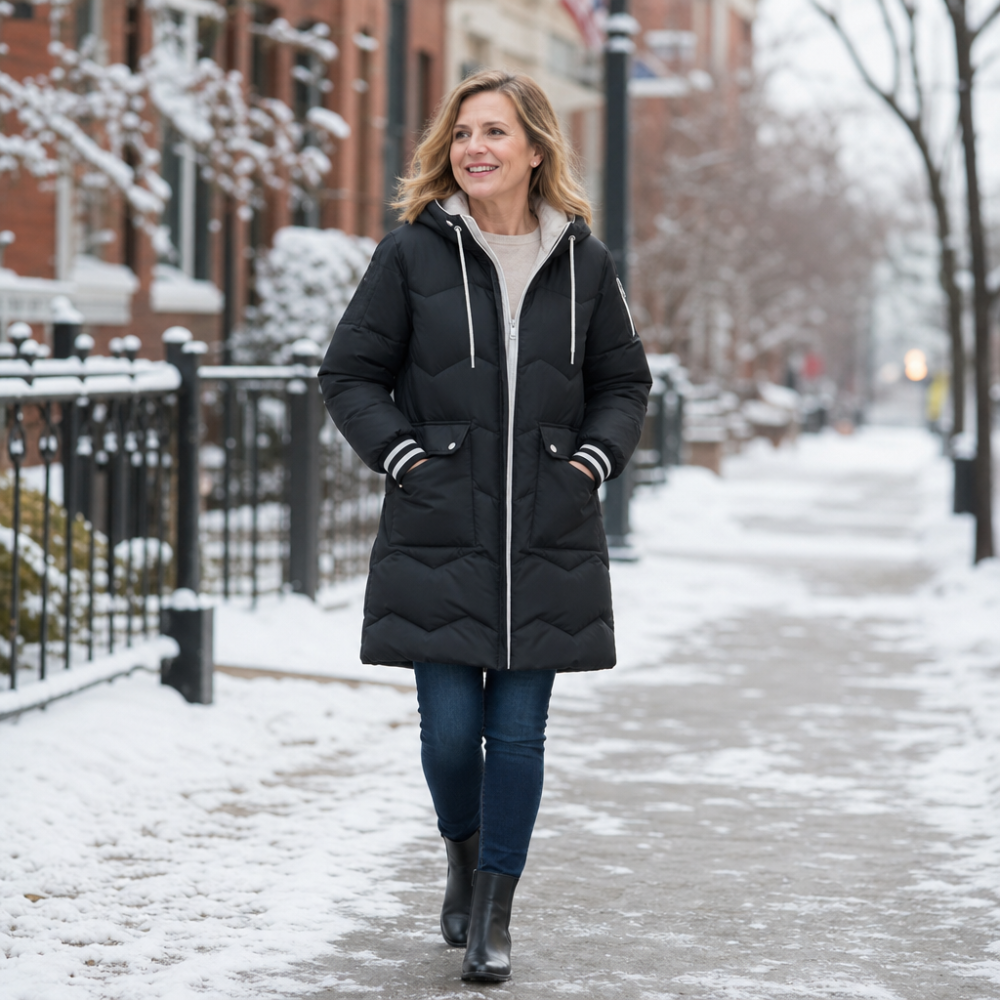 Apolline hooded mid length puffer coat – image 10