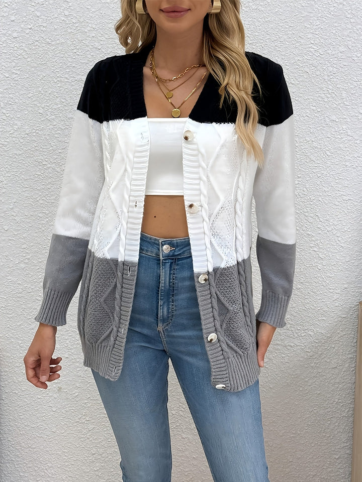 Sylvie patchwork knit cardigan – image 2