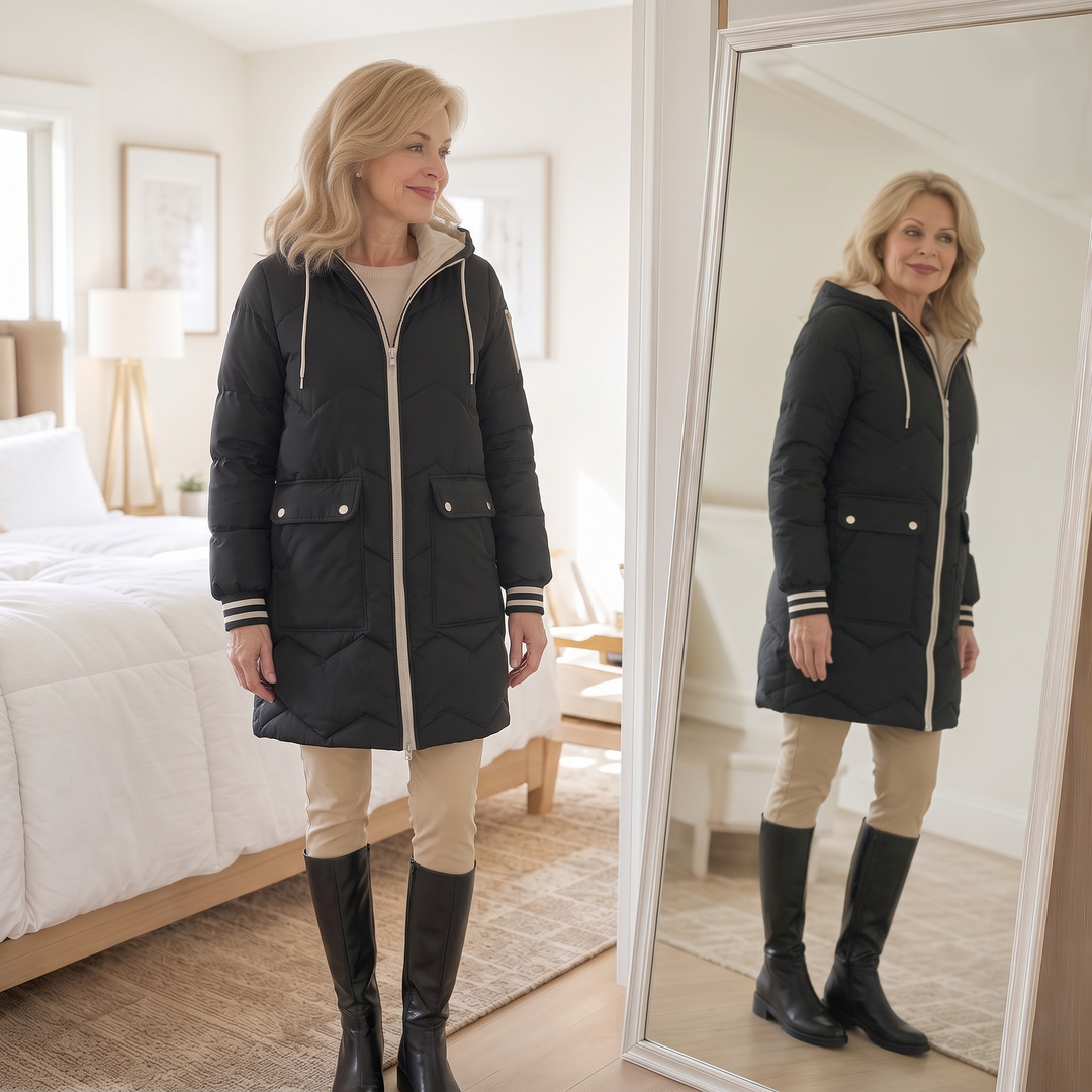 Apolline hooded mid length puffer coat – image 9