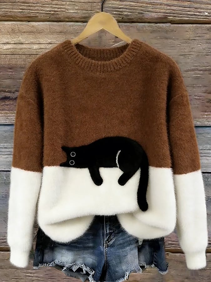 Marguerite Elegant Oversized Cat Print Jumper - image 9