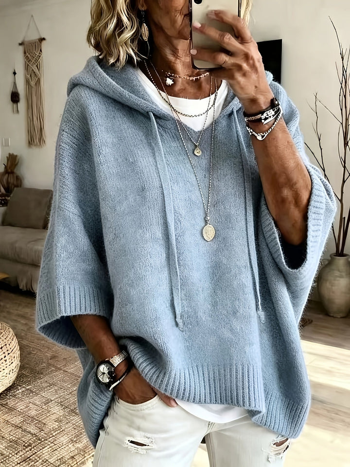 Hillevi oversized hooded batwing knitted jumper – image 6