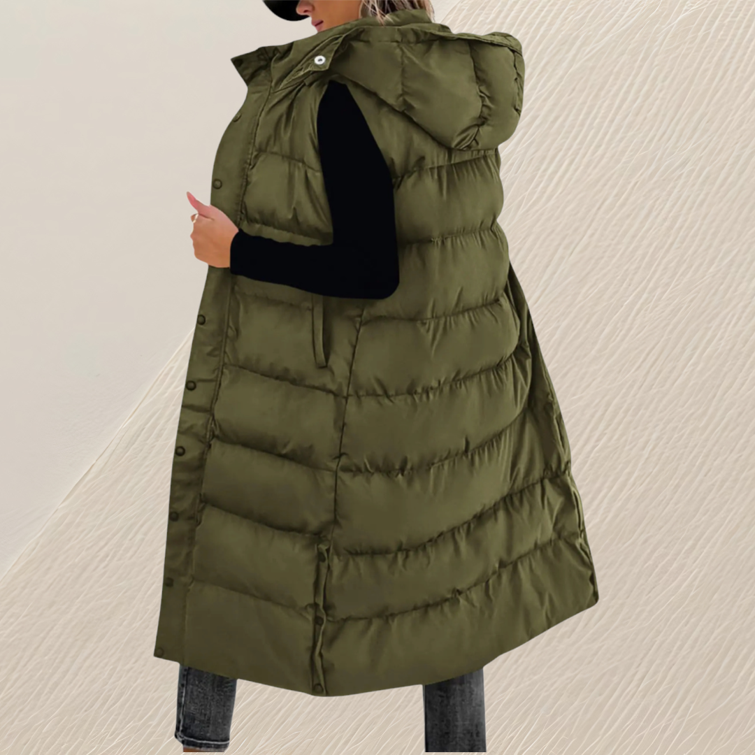 Eira Elegant Relaxed Longline Quilted Gilet - image 12
