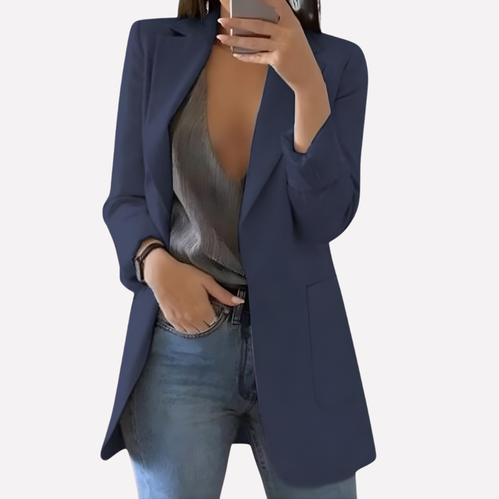 Clemency Elegant Open Front Blazer with Pockets
