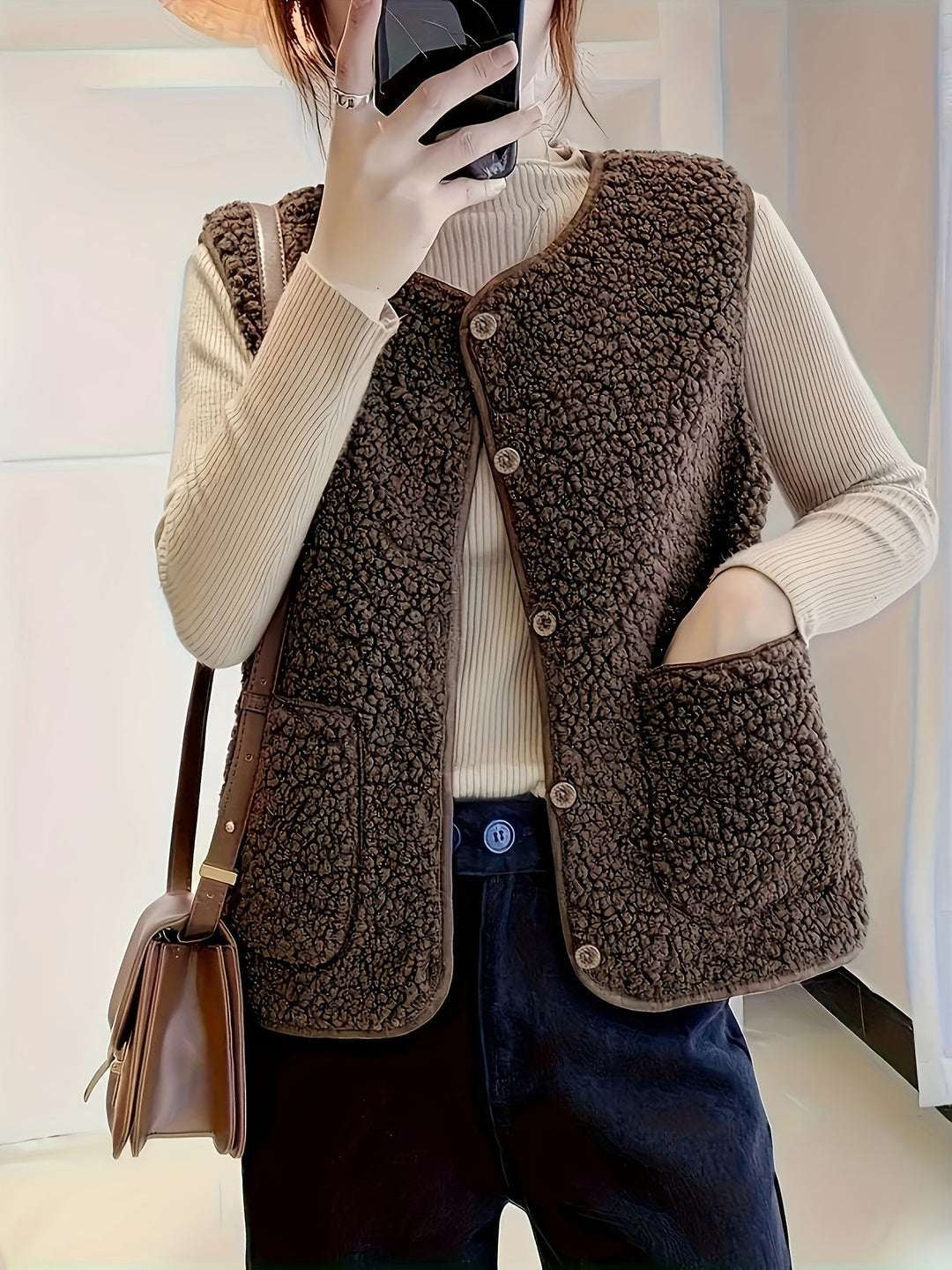 Justine button front sweater vest – image 2